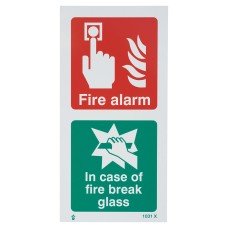 Exel In Case Of Fire Break Glass Sign - 200 x 100mm - Rigid Plastic