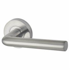 Jigtech Satin Chrome Door Handles on Round Rose - Riva Range Jigtech Satin Chrome Door Handles on Round Rose - Riva Range