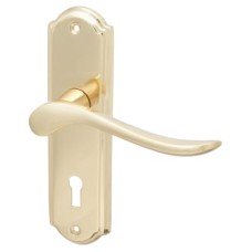 Hampstead Polished Brass Scroll Keyhole Lock Door Handle - Turin Range - 170 x 46mm