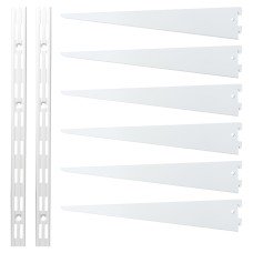 Exel Twin Slot Shelving Kit - 2 x 1000mm Shelf Wall Uprights & 6 x 470mm Shelf Brackets - White