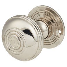 Hampstead Georgian Ringed Mortice/Rim Door Knob - 50mm Rose Diameter - Polished Nickel
