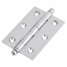 Ball Tip Washered Butt Door Hinge - 75 x 50 x 2.5mm - Polished Chrome - Pair