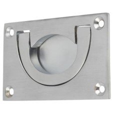 Exel Flush Chest Drawer Cabinet Pull Handle - 75 x 45mm - Satin Chrome