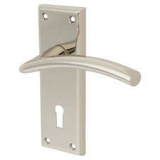 Serozzetta by Carlisle Brass Polished Nickel Keyhole Lock Door Handle - Trenta Range - 150 x 50mm