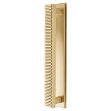 Hendel & Hendel Barrington Ribbed Cabinet Pull Handle on Backplate - 160mm Centres - Satin Brass