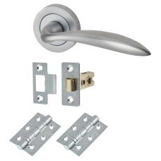 Exel Morgan Latch Door Handle on Rose Kit - Satin Chrome