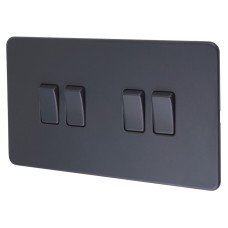Knightsbridge 10AX 4 Gang Screwless Flat Plate Light Switch - Anthracite Grey 