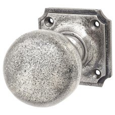 Olde Forge Ball Mortice Door Knob - 52 x 52mm Square Rose - Polished Iron