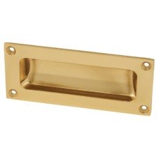 Exel Rectangular Flush Cabinet Pull Handle - 102 x 45mm - Polished Brass