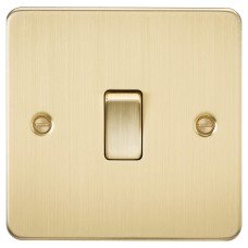 Knightsbridge 20A 1 Gang Flat Plate Double Pole Appliance Switch - Brushed Brass