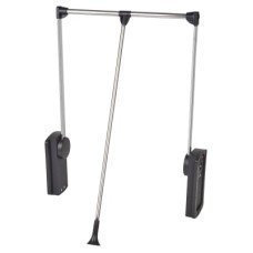 Heavy Duty Double Pull Down Soft Close Wardrobe Rail Lift - 600-830mm - Max 18kg - Black/Chrome