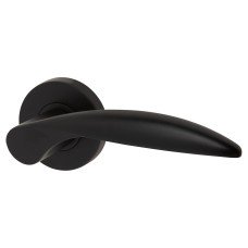 Jigtech Matt Black Door Handles on Round Rose - Cresta Range 