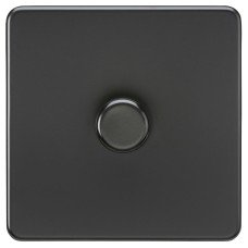 Knightsbridge 5 - 150W 1 Gang 2 Way Push On/Off Rotary Intelligent LED Dimmer Switch - Matt Black