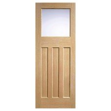 LPD DX 30's 1 Light Frosted Glazed Unfinished Solid Internal Door - 1981 x 686 x 35mm - Oak