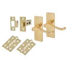 Exel Victorian Scroll Latch Door Handle Kit - Short Plate - Polished Brass Exel Victorian Scroll Latch Door Handle Kit - Short Plate - Polished Brass