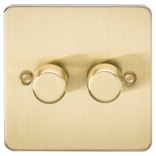 Knightsbridge 5-150W 2 Gang 2 Way Push On/Off Rotary Flat Intelligent LED Dimmer - Brushed Brass Knightsbridge 5-150W 2 Gang 2 Way Push On/Off Rotary Flat Intelligent LED Dimmer - Brushed Brass