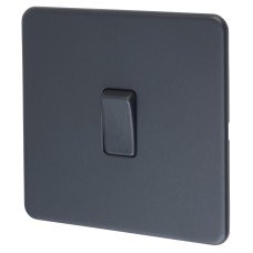 Knightsbridge 10AX 1 Gang Screwless Intermediate Flat Plate Light Switch - Anthracite Grey