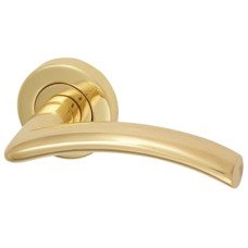 Heritage Brass by M Marcus Polished Brass Door Handles on Round Rose - Centaur Range 
