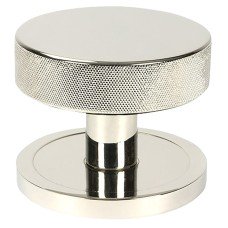 From The Anvil Brompton Round Knurled Centre Door Knob - 90mm Rose - Polished Nickel From The Anvil Brompton Round Knurled Centre Door Knob - 90mm Rose - Polished Nickel
