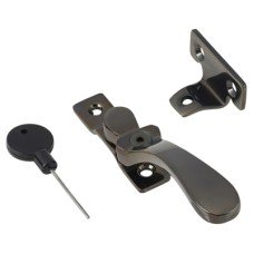 Hampstead Victorian Locking Wedge Casement Window Fastener - Reversible - Black Nickel