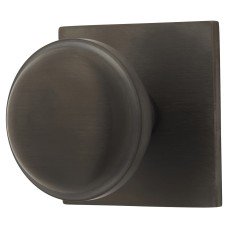 Alexander & Wilks Quantock Cabinet Knob on Square Backplate - 38mm Diameter - PVD Dark Bronze