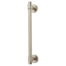 Exel T-Bar Door Pull Handle on Rose - Screw Fix - 300mm Centres - Satin Nickel