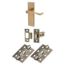 Exel Victorian Scroll Latch Door Handle Kit - Antique Brass 