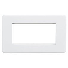 Knightsbridge 2 Gang 4 Module Euro Screwless Faceplate - Matt White