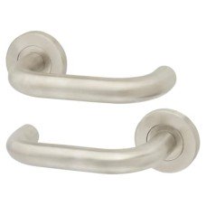 Exel Satin Stainless Steel 19mm Return to Door Handles on Round Rose 