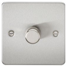 Knightsbridge 5-150W 1 Gang 2 Way Push On/Off Rotary Flat Intelligent LED Dimmer - Brushed Chrome