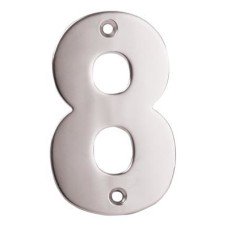 Exel 100mm Screw Fix Door Numeral - 8 - Satin Stainless Steel