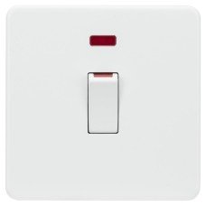 Knightsbridge 45A 1 Gang Screwless Double Pole Cooker Switch with Neon - Matt White Knightsbridge 45A 1 Gang Screwless Double Pole Cooker Switch with Neon - Matt White