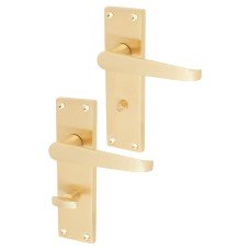 Exel Satin Brass Budget Straight Bathroom Door Handle - Mia Range - 153 x 42mm