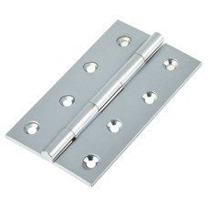 Solid Drawn Butt Door Hinge - 100 x 60 x 2.4mm - Polished Chrome - Pair