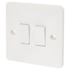 Exel 10A 2 Gang 2 Way Light Switch - White