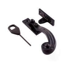 Olde Forge Tudor Locking Wedge Casement Window Fastener - Left Hand - Antique Black Iron
