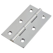 Solid Drawn Butt Cabinet Hinge - 64 x 35 x 1.45mm - Polished Chrome - Pair