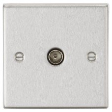 Knightsbridge 1 Gang Square Edge Non Isolated TV Outlet - Brushed Chrome 
