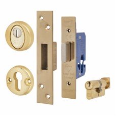 Hampstead BS8621 Euro Deadlock & Thumbturn - 65mm Case - 44mm Backset - Square - PVD Brass 