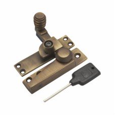Exel London Beehive Pattern Quadrant Arm Locking Sash Window Fastener - 75 x 17mm - Antique Brass