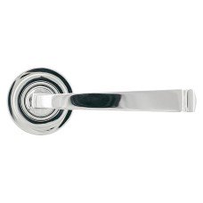 From The Anvil Polished Chrome Door Handles on Round Art Deco Rose - Avon Range 