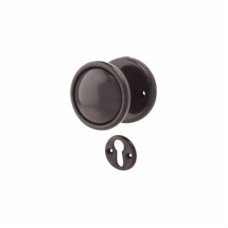Exel Plastic Mortice/Rim Door Knob with Escutcheon - 51mm Rose Diameter - Black