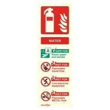 Exel Photoluminescent Water Extinguisher Sign - 100 x 300mm - Rigid Plastic