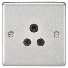 Knightsbridge 5A Round Edge Unswitched Round Pin Socket - Brushed Chrome with Black Insert