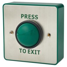 Press to Exit Green Dome Button - IP65 - 89 x 89 x 50mm - Single Pole