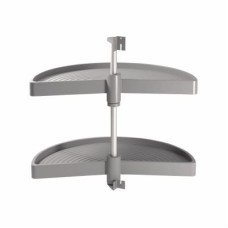 Emuca 1/2 Tray Carousel Set - Cabinet Width 800mm - Grey Plastic