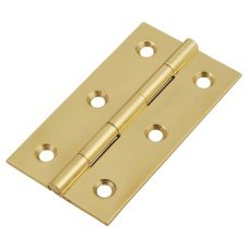 Solid Drawn Butt Cabinet Hinge - 64 x 35 x 1.45mm - Polished Brass - Pair