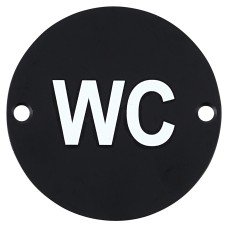 Exel WC Toilet Door Sign - 75mm Diameter - Matt Black