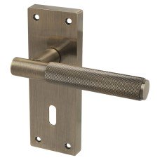 Exel Antique Brass Knurled Keyhole Lock Door Handle - Remi Range - 155 x 55mm