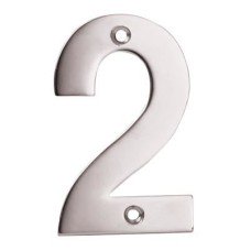 Exel 100mm Screw Fix Door Numeral - 2 - Satin Stainless Steel